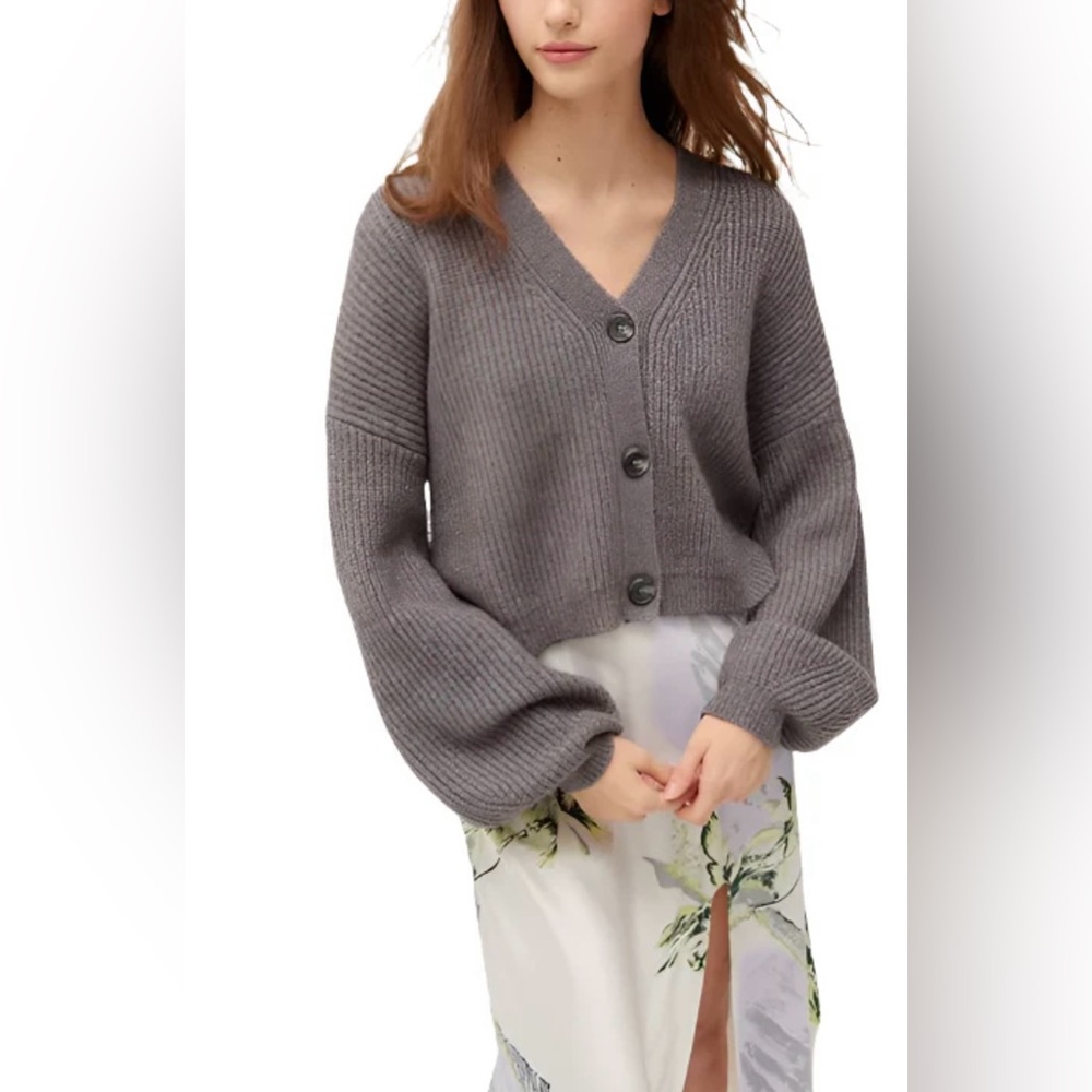 Truly Madly Deeply XS Grey Balloon Sleeve Cardigan
